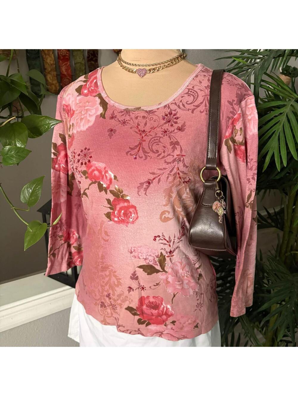 pink y2k beaded top